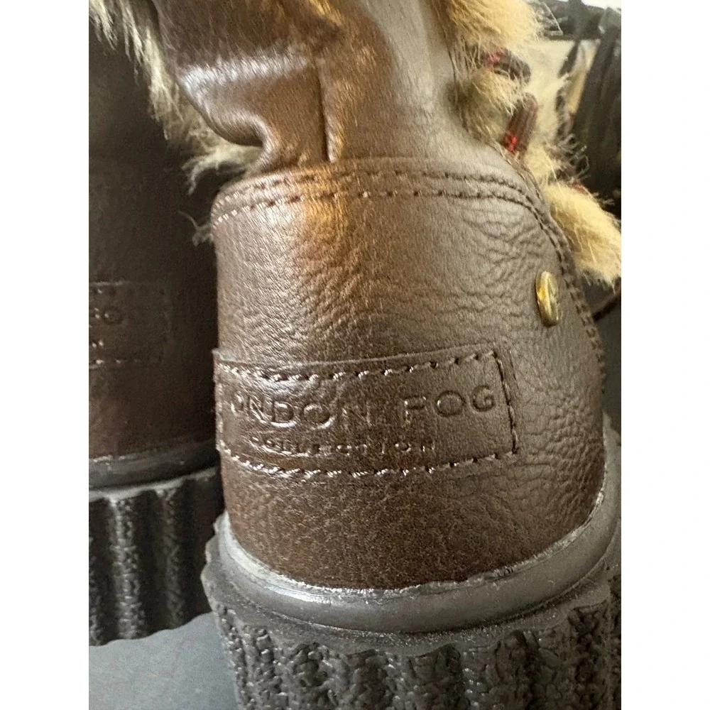London Fog Thana Brown Faux Fur Trim Winter Boots Womens 9M LFW-THANA QLS094